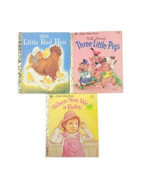 Little Golden Books Lot 3 Vintage Little Red Hen Three Pigs When You Were A Baby